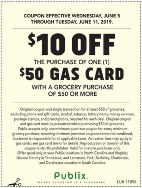 Publix $10 Off $50 Gas Card Spend $50 On Groceries 06.11.19