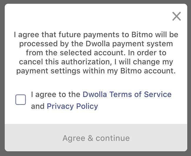 Bitmo Dwolla agreement