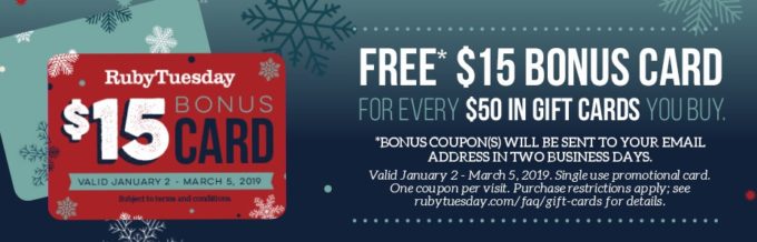 Ruby Tuesday Promo Gift Card