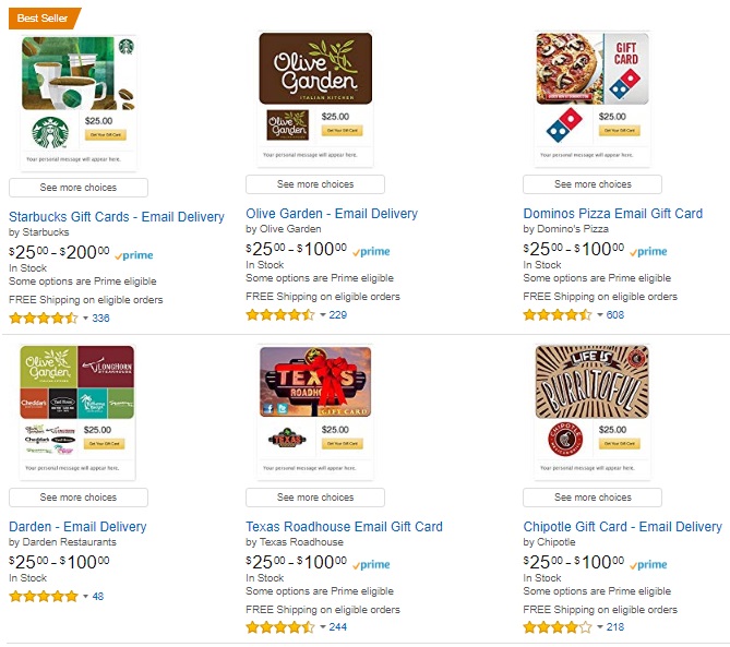 Amazon Discover Third Party Gift Cards