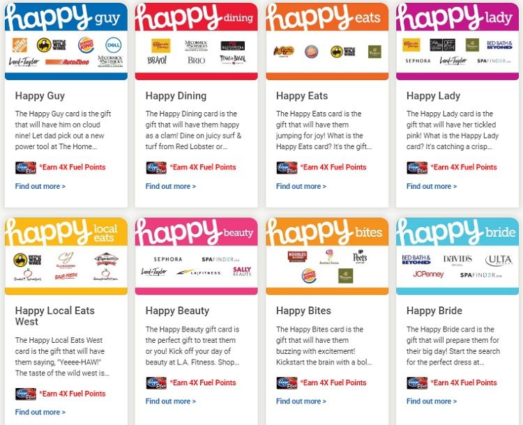 Kroger 4x Fuel Points Happy Gift Cards
