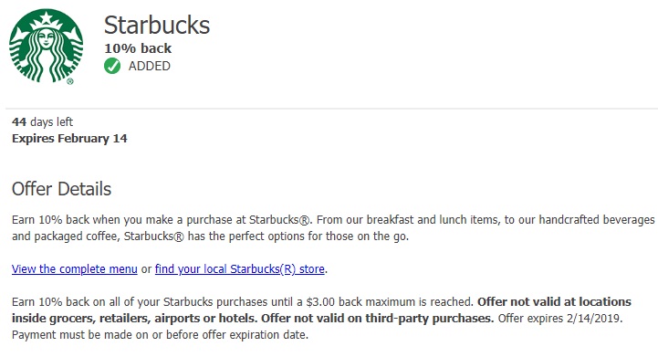 Starbucks Chase Offer