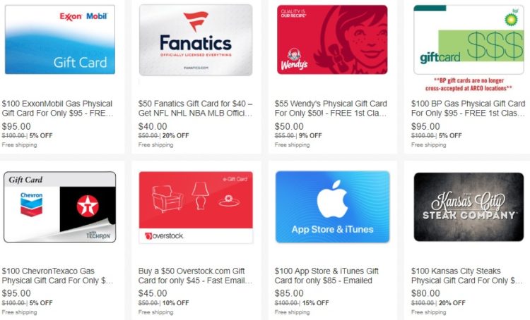 Discounted eBay Daily Deals gift cards 02.04.19