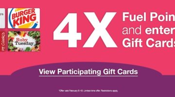 Kroger 4x Fuel Points Dining & Entertainment Gift Cards