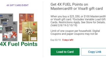 Kroger 4x Fuel Points Visa Mastercard Gift Cards