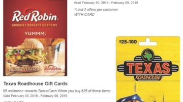 Rite Aid Red Robin Texas Roadhouse Gift Cards