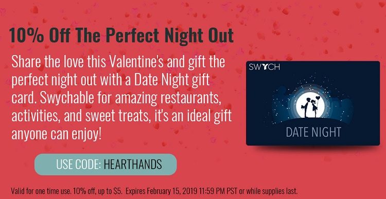 Swych 10% Off Date Night Card Promo Code HEARTHANDS
