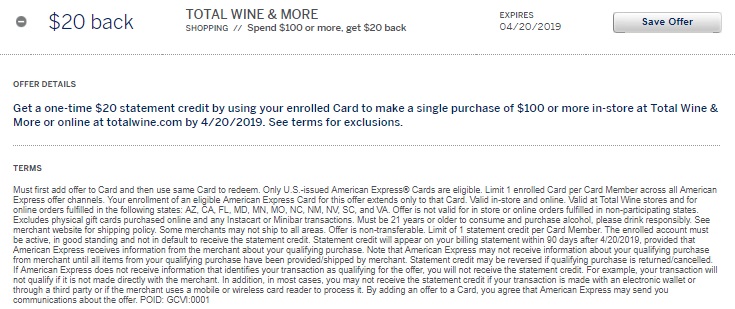 Total Wine Amex Offer