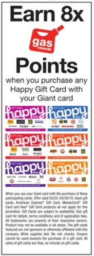 Expired Giant Earn 8x Gas Rewards Points When Buying Happy Gift Cards 3 22 19 3 28 19 Gc Galore - roblox gift card rewards march 2019