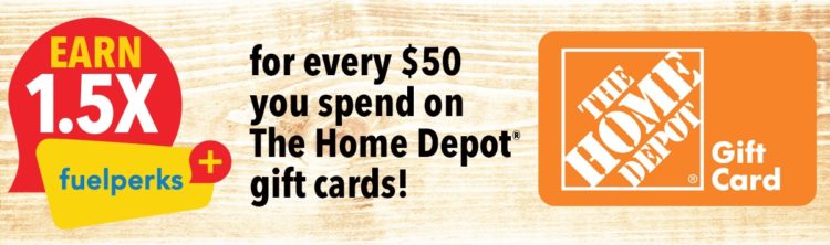 Giant Eagle Earn 1.5x Fuelperks+ On Home Depot Gift Cards