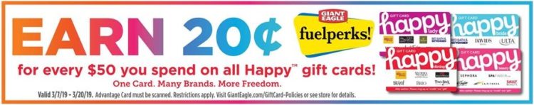 Giant Eagle Fuelperks! Happy Gift Cards