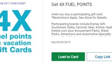 Kroger Digital Coupon 4x Fuel Points On Vacation Gift Cards
