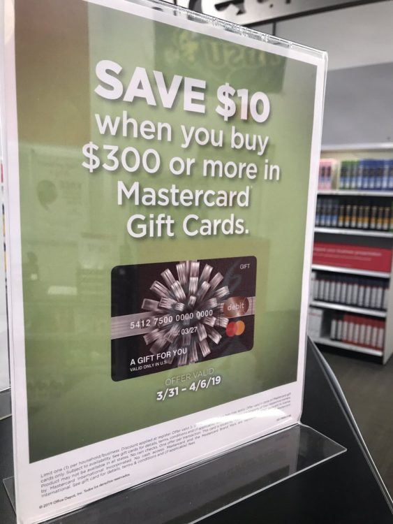 Office Depot Mastercard Gift Cards 3.31.19-4.6.19