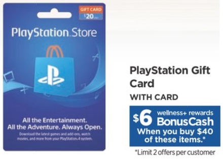 Rite Aid PlayStation Store Gift Card $6 Wellness+ Rewards BonusCash