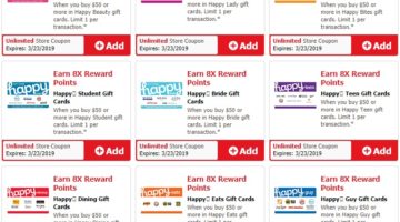 Safeway Albertsons 8x Rewards Points Happy Gift Cards