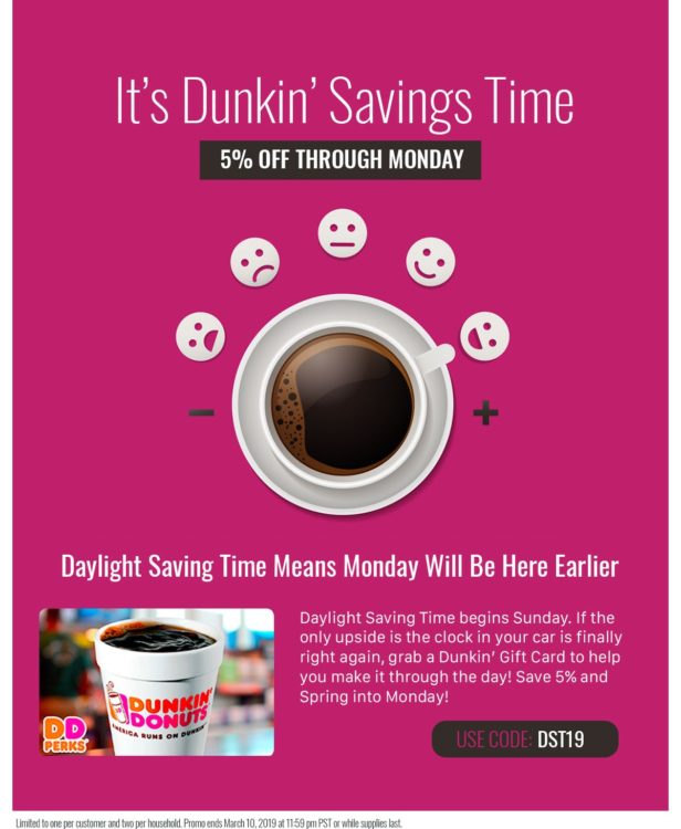 Swych Dunkin' Donuts Promo Code DST19