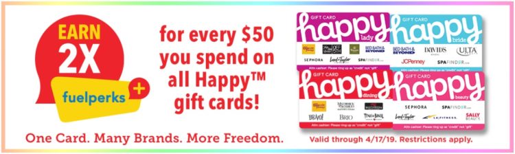 Giant Eagle 2x Fuelperks+ On Happy Gift Cards