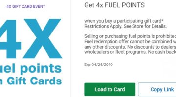 Kroger 4x Fuel Points All Gift Cards 04.24.19