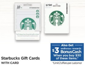 Rite Aid $3 BonusCash $30 Starbucks Gift Cards