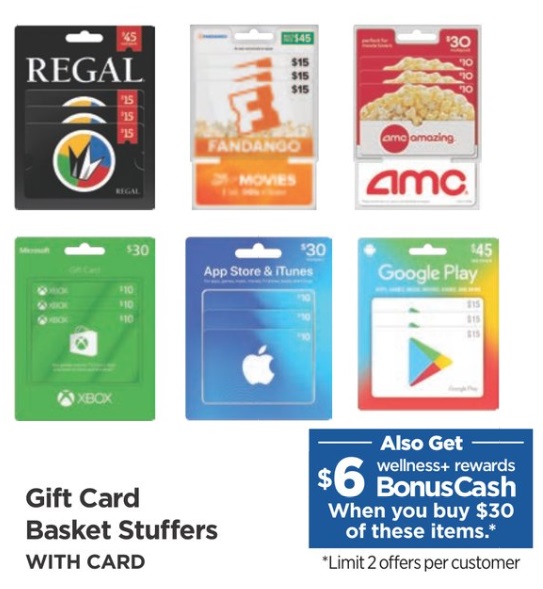 Rite Aid iTunes Xbox Google Play AMC Regal Fandango Gift Cards
