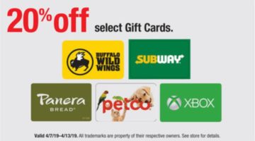 Staples 20% Off Select Gift Cards