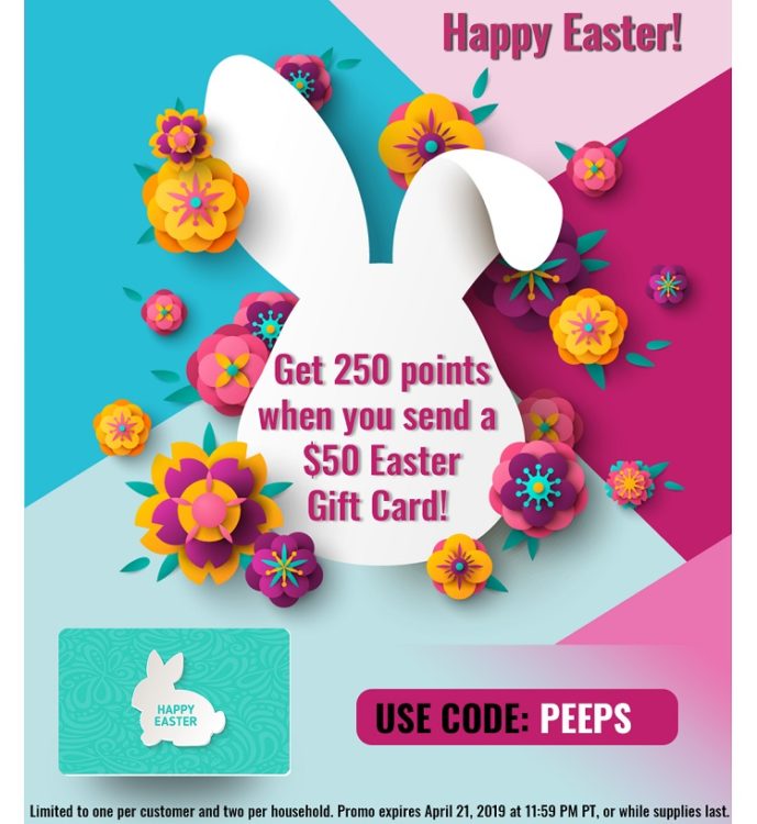 Expired Swych Send 50 Easter Gift Card Get 250 Points Worth 2 50 With Promo Code Peeps Gc Galore