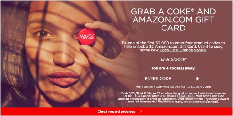 Coke Rewards $2 Amazon Gift Card