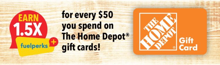 Giant Eagle Earn 1.5x Fuelperks! On Home Depot Gift Cards