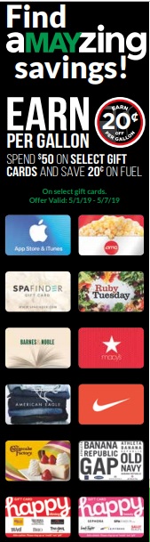 Hy-Vee Spend $50 On Select Gift Cards Get 20c Off Per Gallon 05.01.19-05.07.19