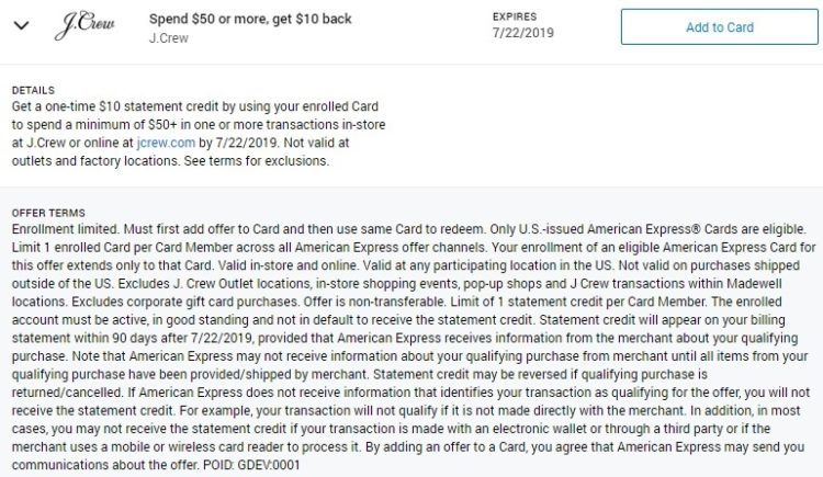 Expired Buy 50 J Crew Gift Card For 40 With Amex Offer Gc Galore