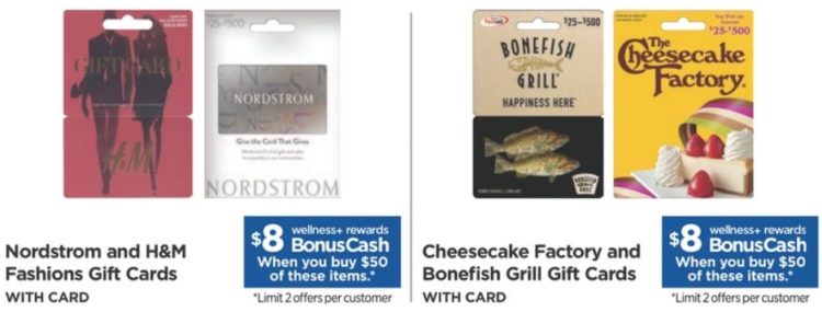 Rite Aid H&M, Nordstrom, Google Play, Bonefish Grill & The Cheesecake Factory Gift Cards
