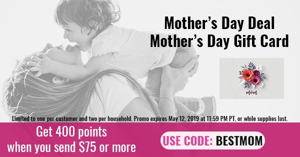 Swych 400 Points $75 Mother's Day Gift Card Promo Code BESTMOM