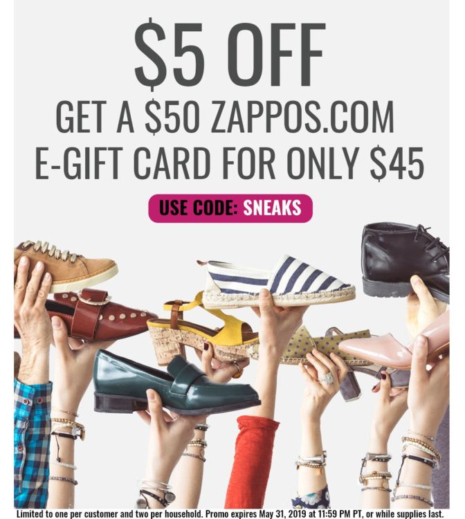 Swych $50 Zappos Gift Card For $45 Promo Code SNEAKS