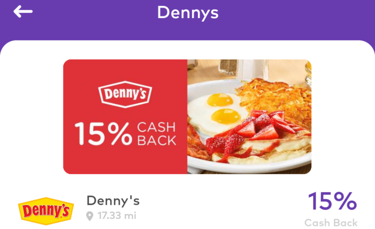 Dosh Denny's 15% Cashback