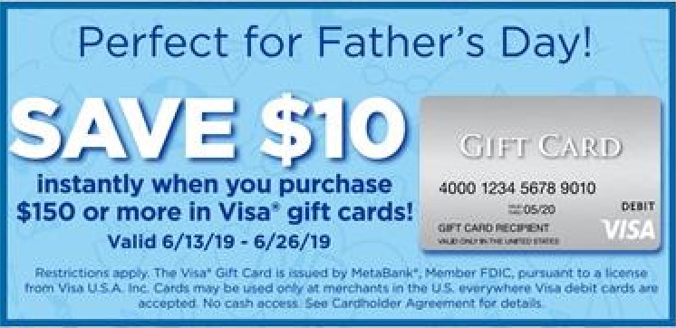 Giant Eagle Buy $150 Visa Gift Card Save $10 Instantly