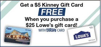 Kinney Drugs Lowe's Gift Card