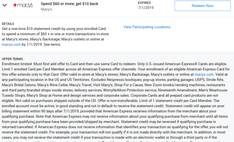 Macy's Amex Offer Spend $60 Get $10 Back