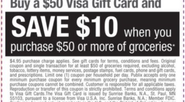 Publix $10 Off $50 Mastercard Gift Card