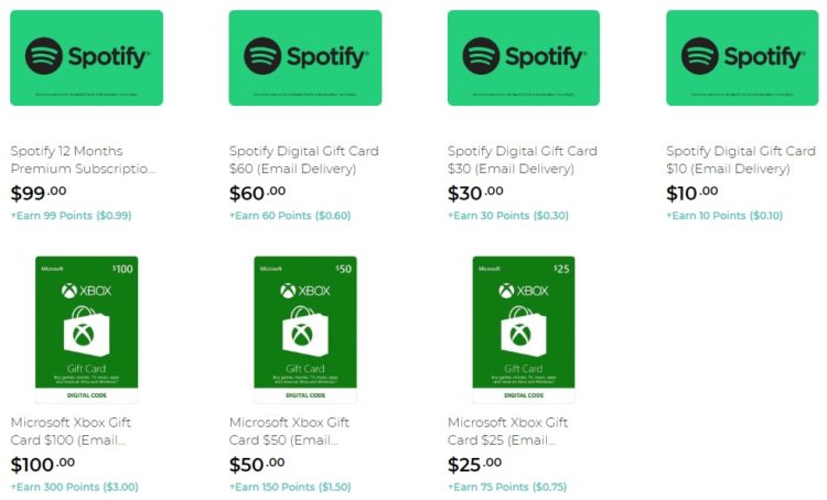 different types of xbox gift cards
