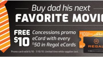 Regal Cinemas Buy $50 Gift Card Get $10 Promo Card Free