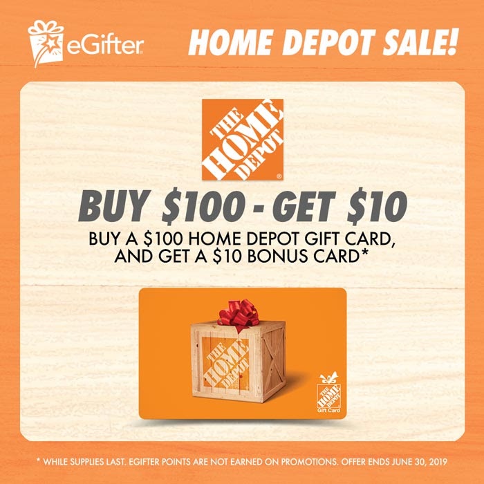 Expired Egifter Buy 100 Home Depot Gift Card Get 10 Gift - free roblox 100 gift card code