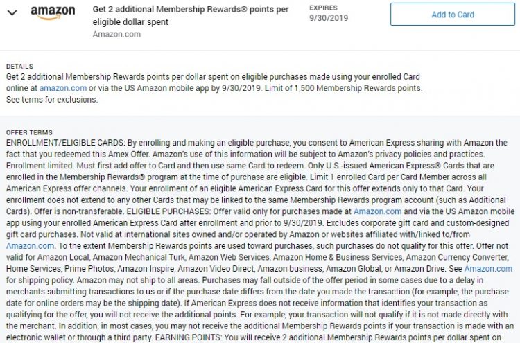 Amazon Amex Offer 2 Bonus Membership Rewards Points
