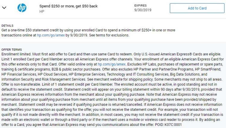 HP Amex Offer