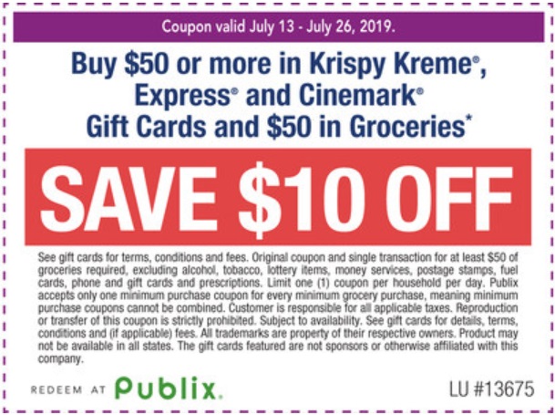Publix Krispy Kreme Express Cinemark Theatres 07.26.19