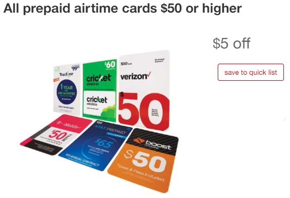 Target Prepaid Phone Gift Cards 07.28.19