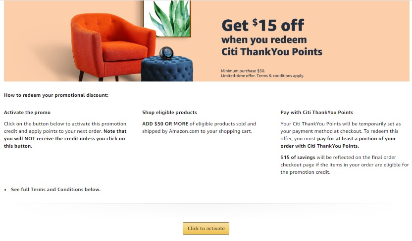 Amazon Save 15 Off 50 When Using 1 Citi Thankyou Point How