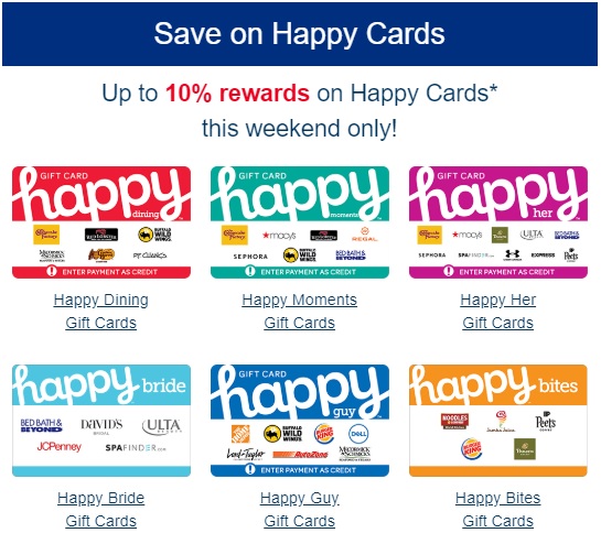 Expired Giftcards Com Earn Up To 10 Rewards On Select Happy