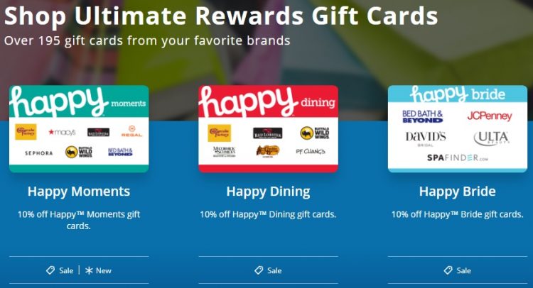Chase Ultimate Rewards Happy Gift Cards