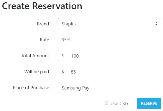 Creating Standard Reservation on The Card Bay 1