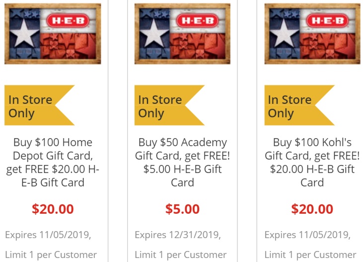 Expired H E B Buy 100 Home Depot Kohl S Gift Cards Get 20